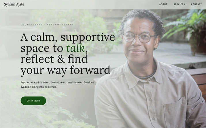 Sylvain Counselling website mockup